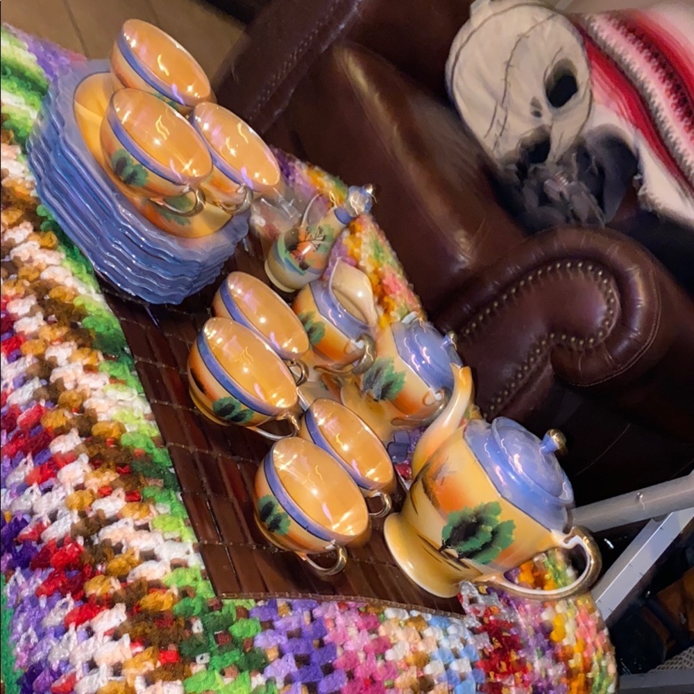 BX46 Vintage 23pc Unique TT Takito Japan Colorful Tea Set Hand painted